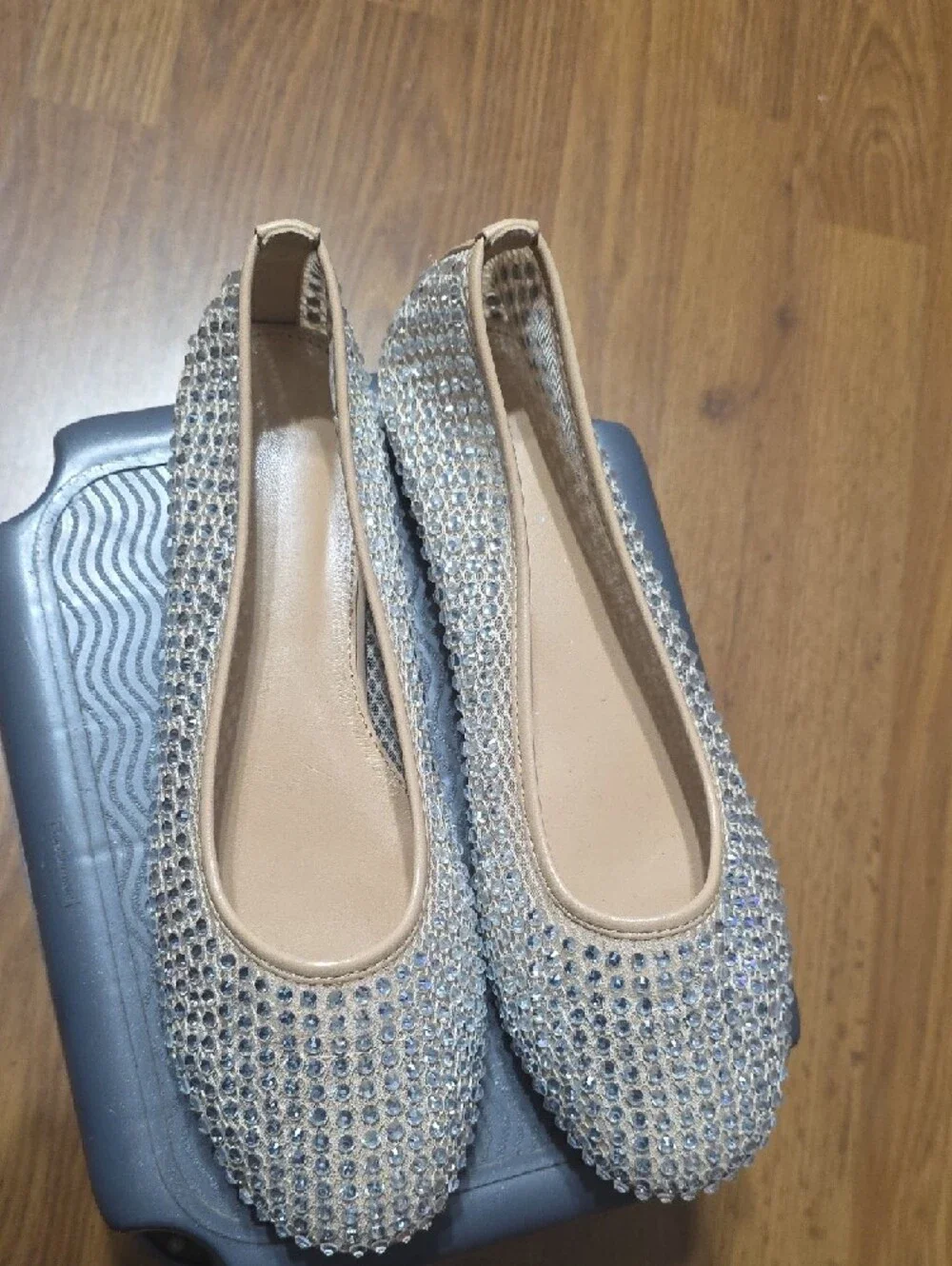 Women's Champagne Crystal-Embellished Ballet Flats - Picture 5 of 5